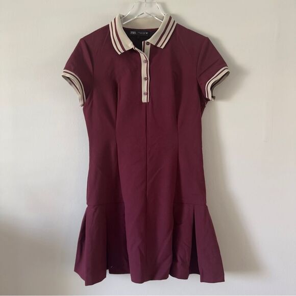 ⭕️ ZARA Dress Mini Tennis Old Money Burgundy - Picture 2 of 5